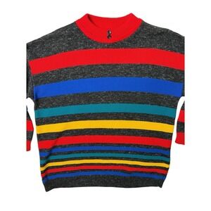 Vintage Capistrano Womens Sweater Colorful Stripes Preppy 1980s 1X